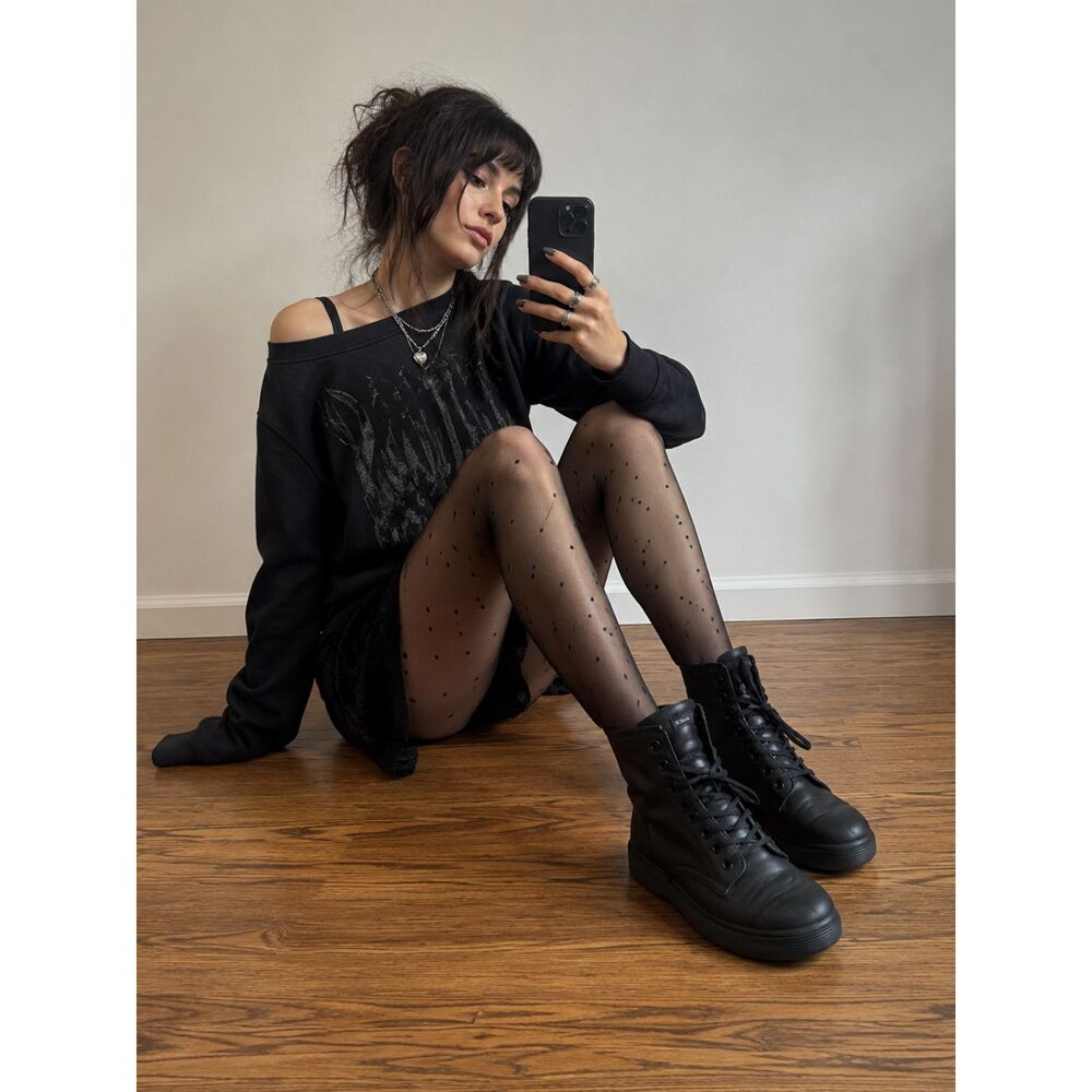 Dr. Martens Black Sheridan Lace Up Boots Shoes  Women's Size 8